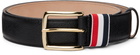 Thom Browne Black Pebble Grain Striped Loop 35MM Belt