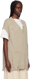 YOHJI YAMAMOTO Taupe 7G2P Jersey V Neck Vest