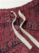 Kartik Research - Ajrakh Printed Cotton Drawstring Shorts - Red