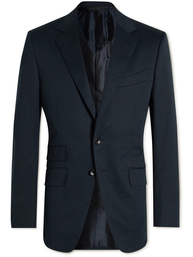 Photo: TOM FORD - O'Connor Slim-Fit Unstructured Cotton-Blend Blazer - Blue