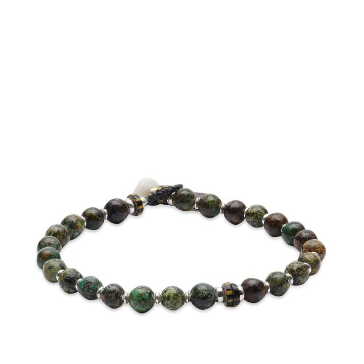 Photo: Mikia Men's 6mm Beaded Stone Bracelet in African Turquoise