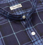 Camoshita - Grandad-Collar Checked Cotton Shirt - Men - Blue