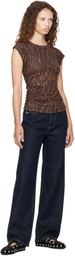 GANNI Brown Draped Jersey Top