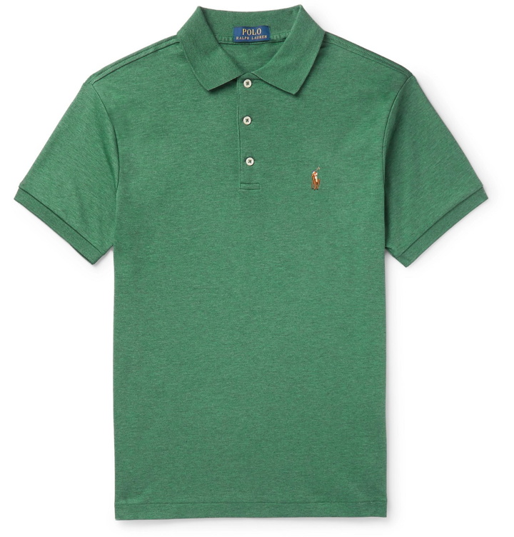 Photo: Polo Ralph Lauren - Slim-Fit Mélange Cotton-Jersey Polo Shirt - Green