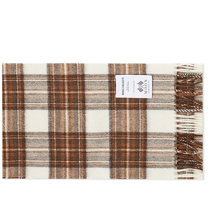 Photo: Norse Projects Men's Moon Checked Lambswool Scarf in Camel