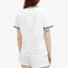 Sporty & Rich Women's Serif Logo Ringer T-Shirt in White