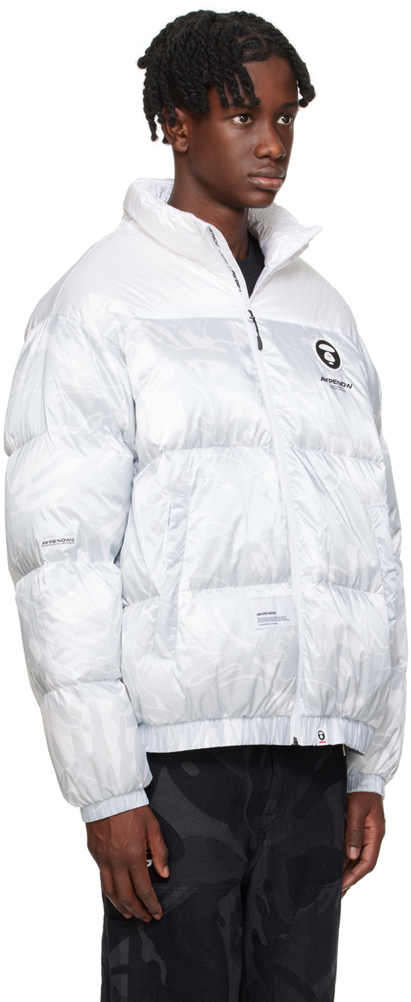 AAPE by A Bathing Ape Off-White Printed Down Jacket AAPE by A