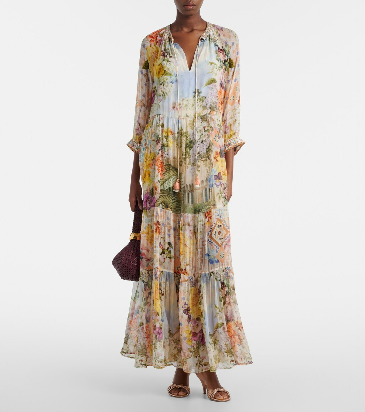 Camilla Embellished printed silk maxi dress