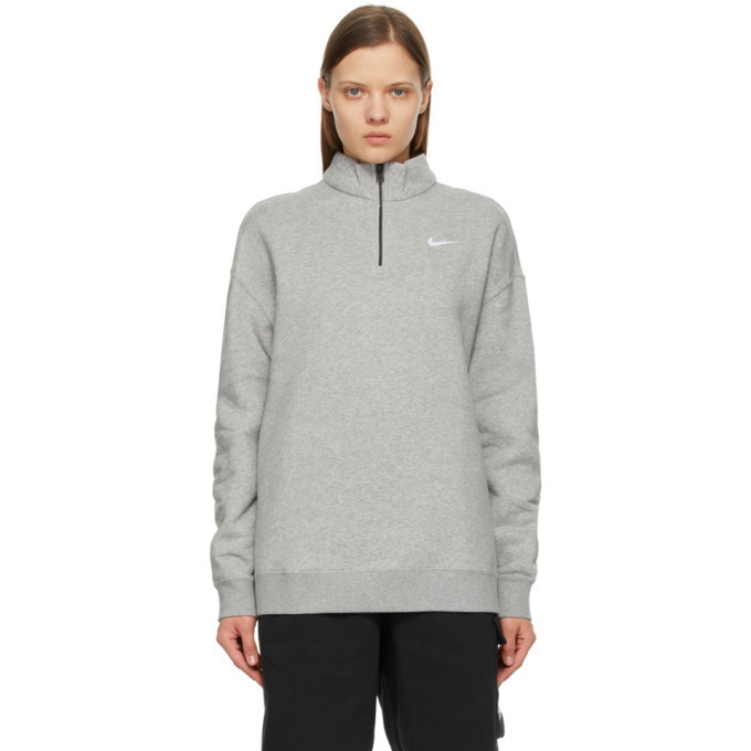 Photo: Nike Grey Fleece Sportswear 1/4 Zip Sweatshirt
