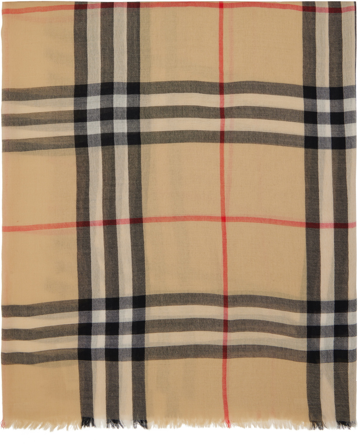 Burberry Beige Check Wool Scarf
