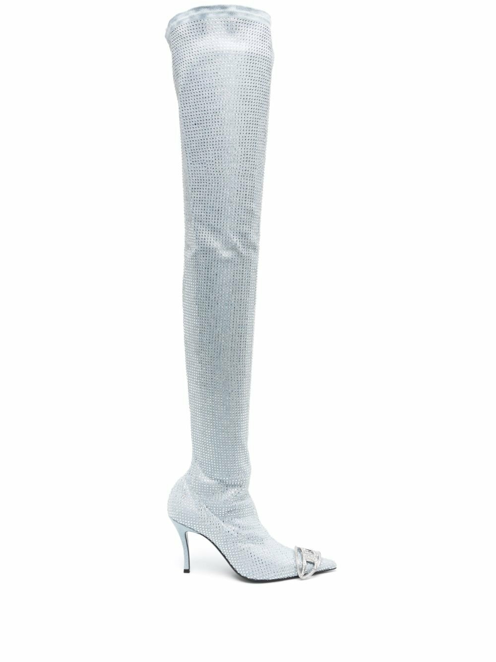 Diesel Blue D-Venus 90 Embellished Thigh-High Boots Diesel