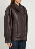 Vince Panelled Grained Leather Jacket Burgundy