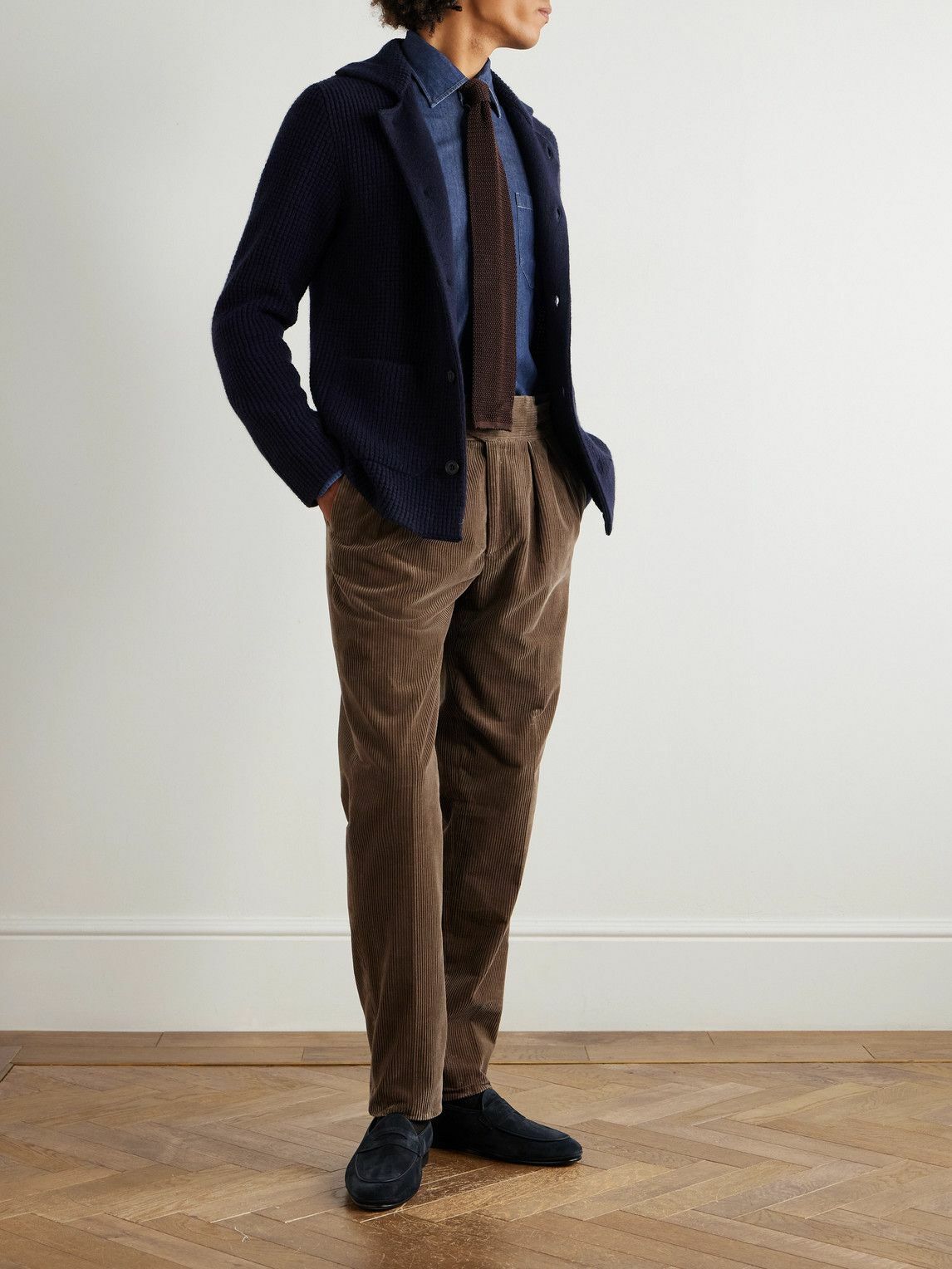 Rubinacci - Manny Straight-Leg Pleated Cotton Trousers - Brown