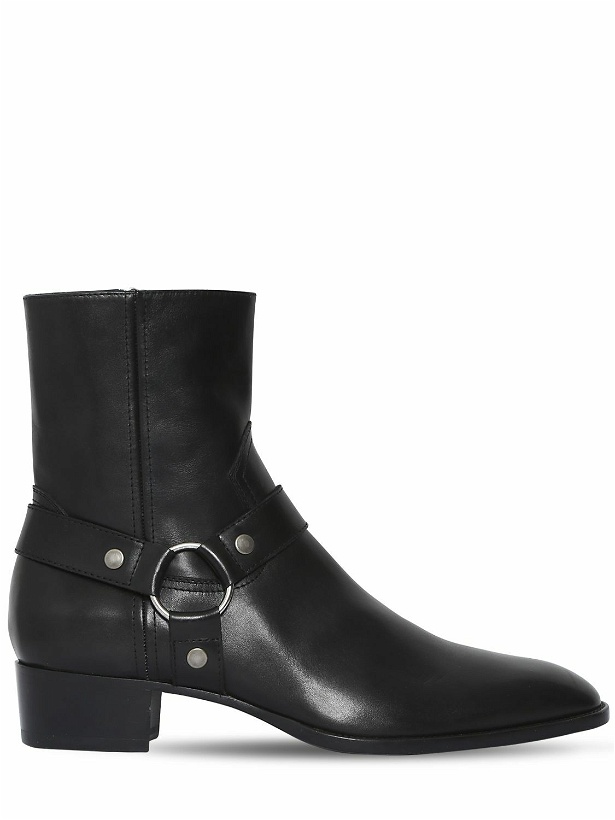 Photo: SAINT LAURENT - 40mm Wyatt Belted Leather Cropped Boots