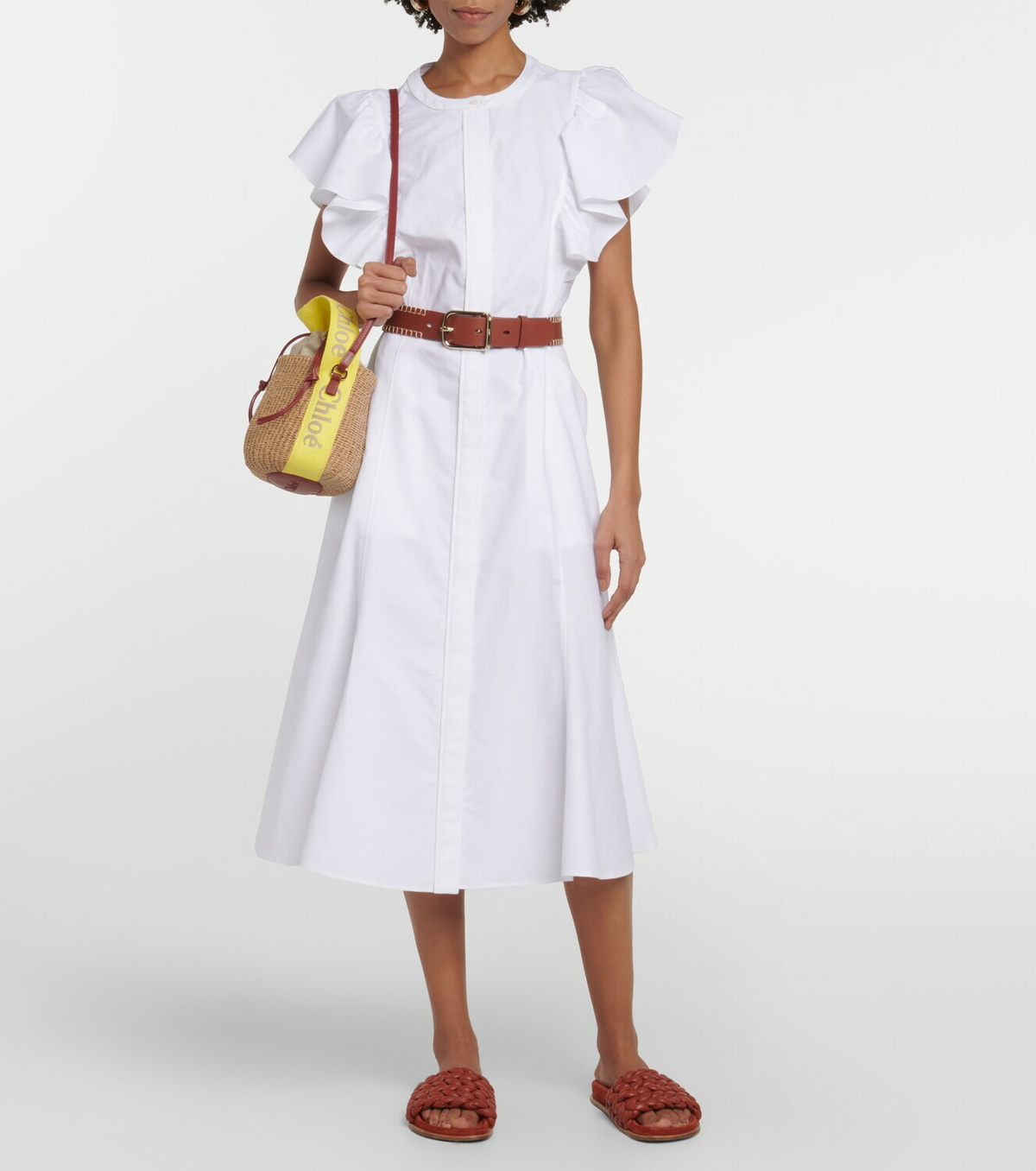 Chloe - Woody Small leather-trimmed bucket bag