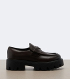 Prada Logo leather platform loafers