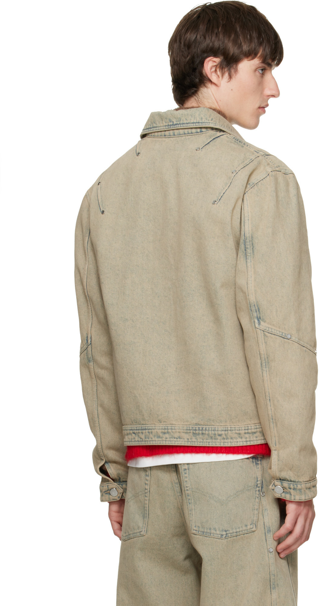 BLUEMARBLE Beige Darted Denim Trucker Jacket