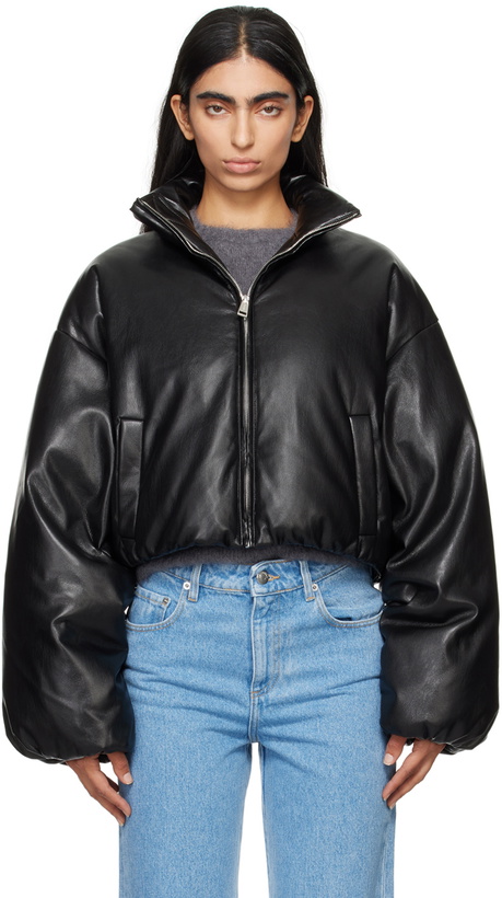 Photo: Nanushka Black Lilima Down Vegan Leather Jacket