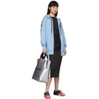 Palm Angels Blue Logo Zip-Up Hoodie