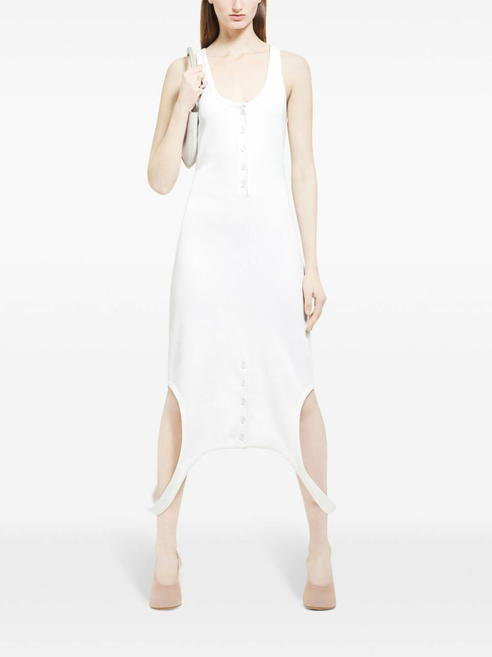 ワンピース COURREGES Woman Dress White 225MRO631FI0001 0001 Courrèges White Reversed Ribbed-Knit Dress Courreges