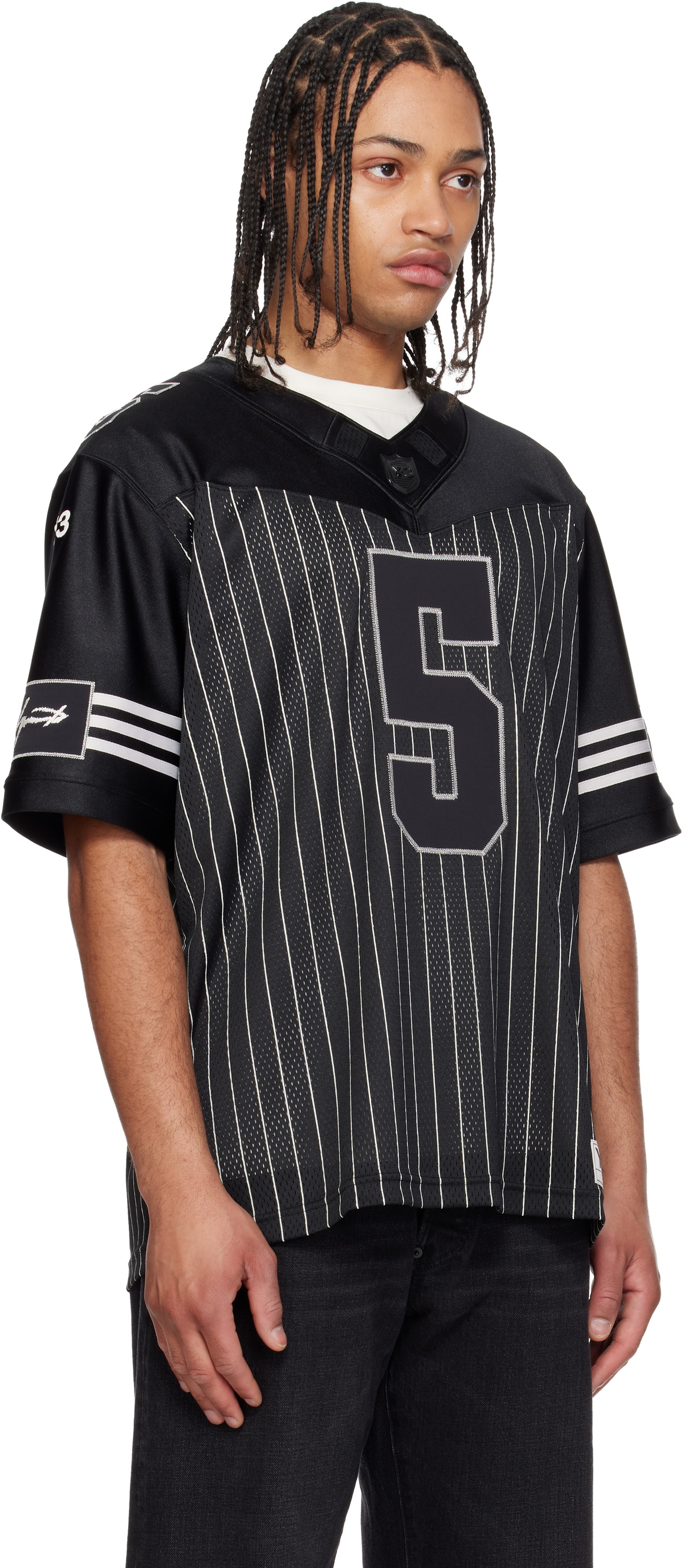 Y-3 Black Garret Wilson Football Short Sleeve Jersey