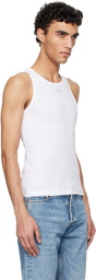 GANNI White Soft Cotton Rib Tank Top