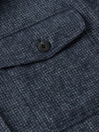 Caruso - Puppytooth Wool-Blend Overshirt - Blue