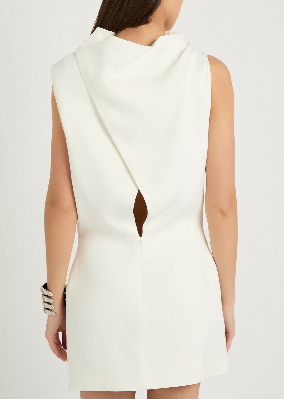 Khaite Astor High-neck Crepe Mini Dress White