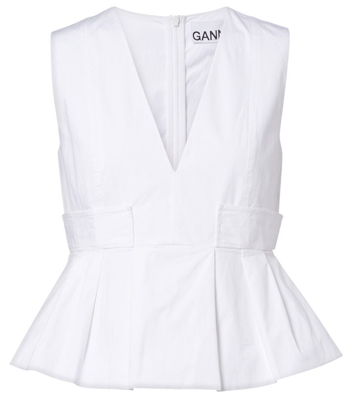 Photo: Ganni Peplum cotton-blend poplin top