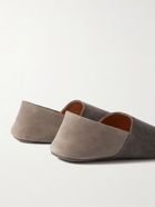 Mr P. - Collapsible-Heel Two-Tone Suede Travel Slippers - Gray