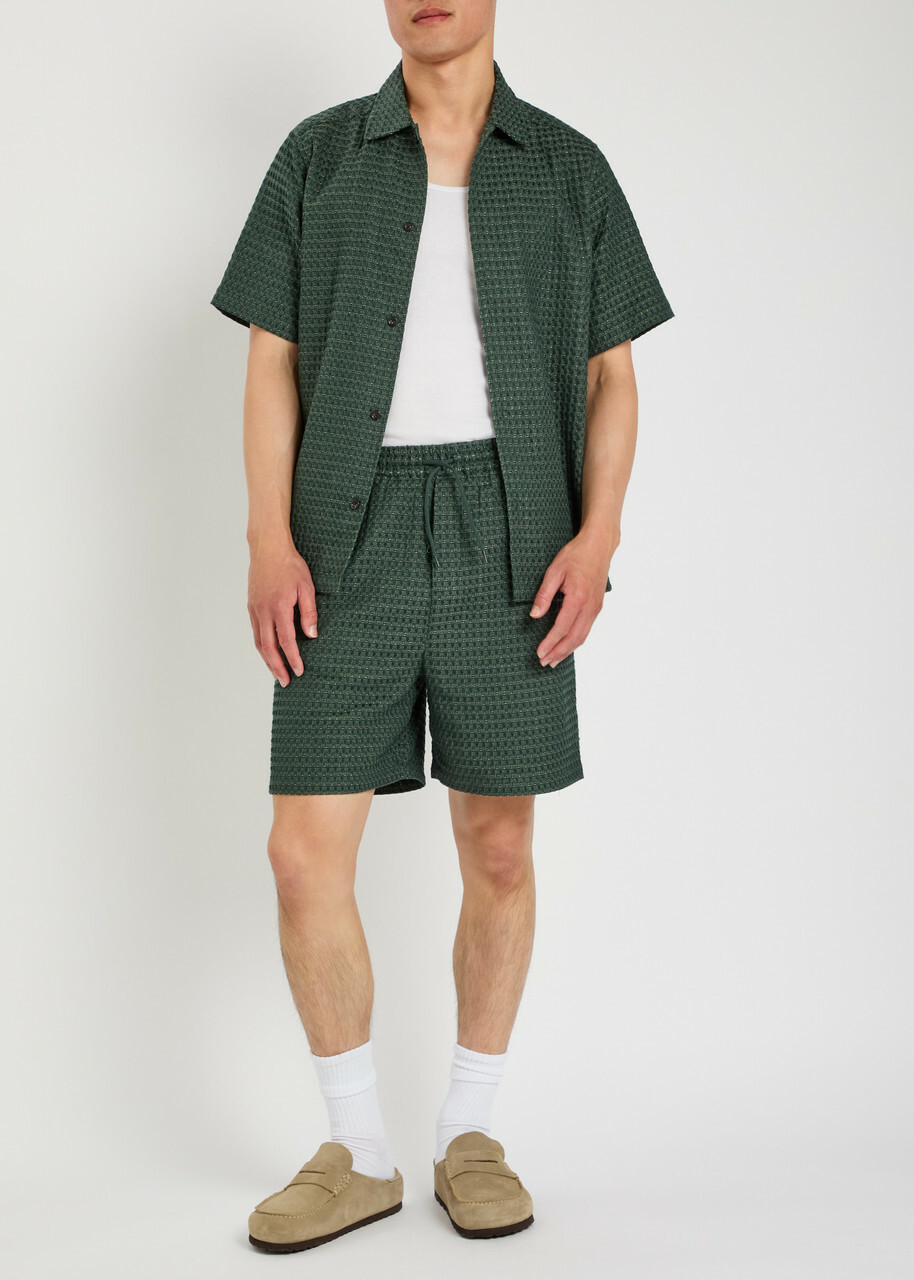 Les Deux Checked Seersucker Shirt Green