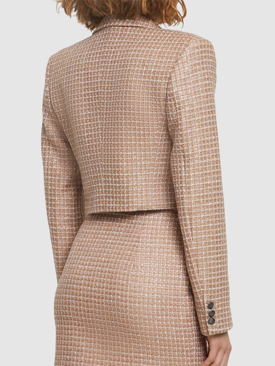 ALESSANDRA RICH - Sequined Tweed Cropped Boxy Jacket