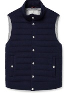 Brunello Cucinelli - Quilted Ribbed Cashmere Down Gilet - Blue