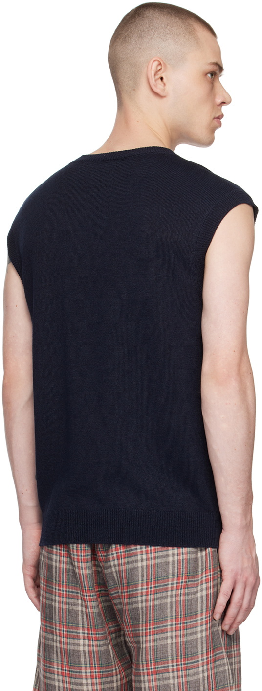 De Bonne Facture Navy V-Neck Vest