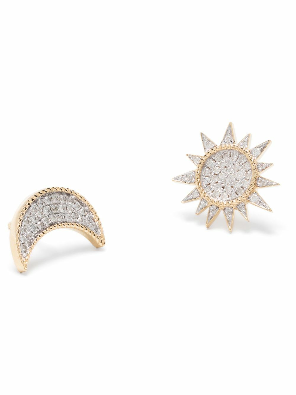 Yvonne Léon 18K Yellow Gold Soleil & Lune Diamond Stud Earrings