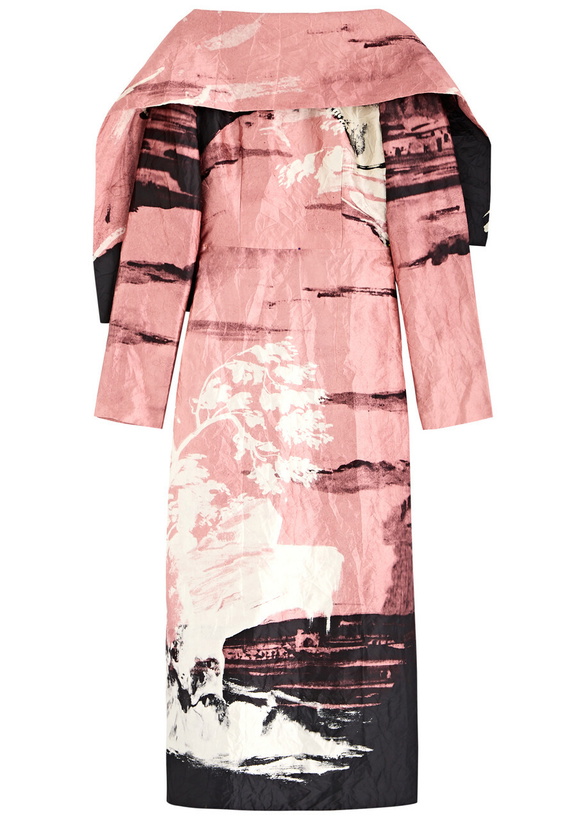Photo: Erdem Printed Cape-effect Satin Midi Dress Multi Print