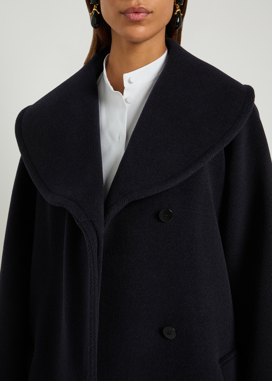 Alaïa Double-breasted Wool Coat Navy