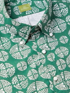 SID MASHBURN - Button-Down Collar Printed Cotton-Poplin Shirt - Green