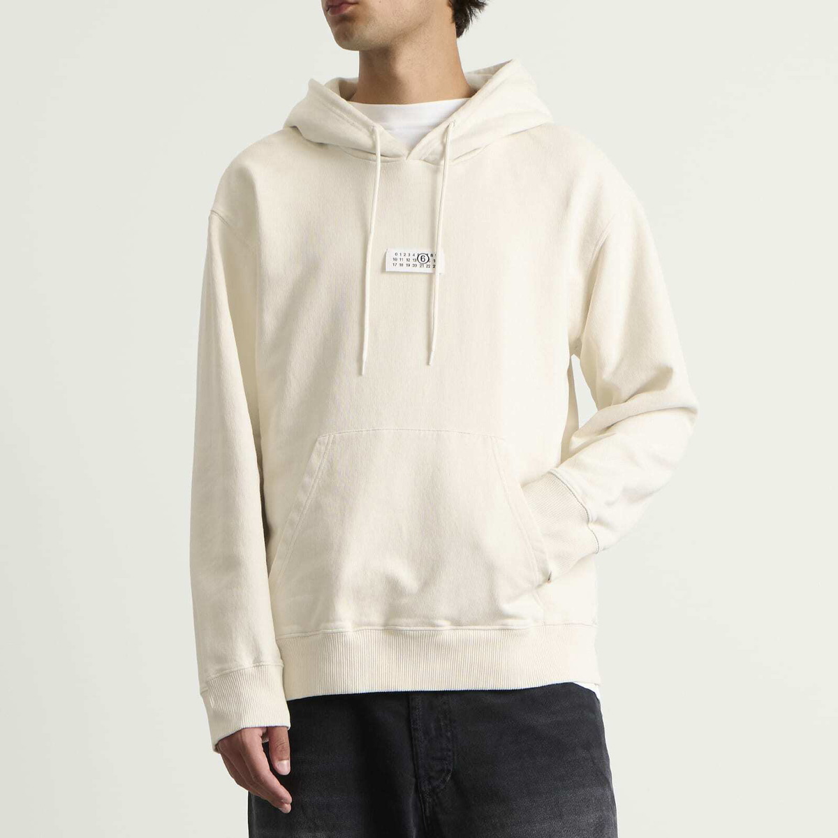 MM6 Maison Margiela Men's Logo Hoodie in Ecru