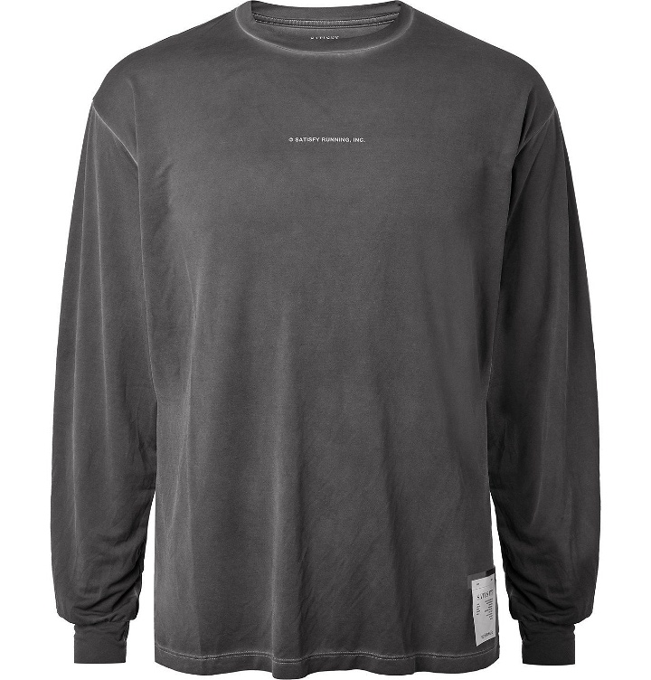 Photo: Satisfy - Light 70s Logo-Print Deltapeak Running T-Shirt - Gray