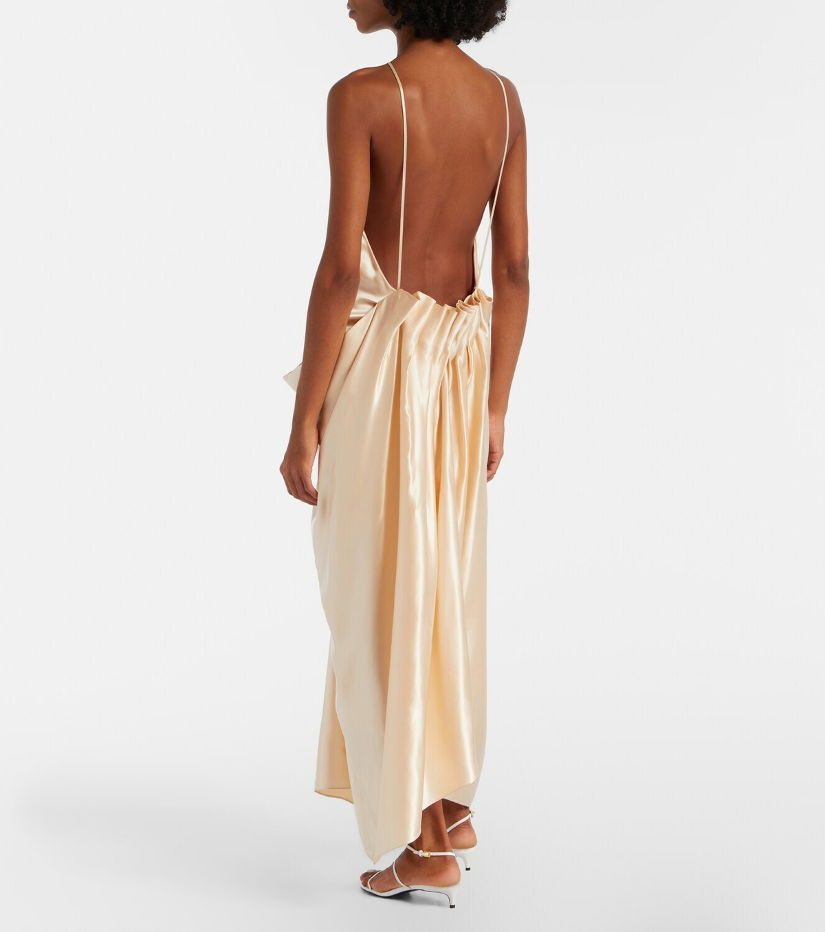 Khaite Draped gathered satin maxi dress