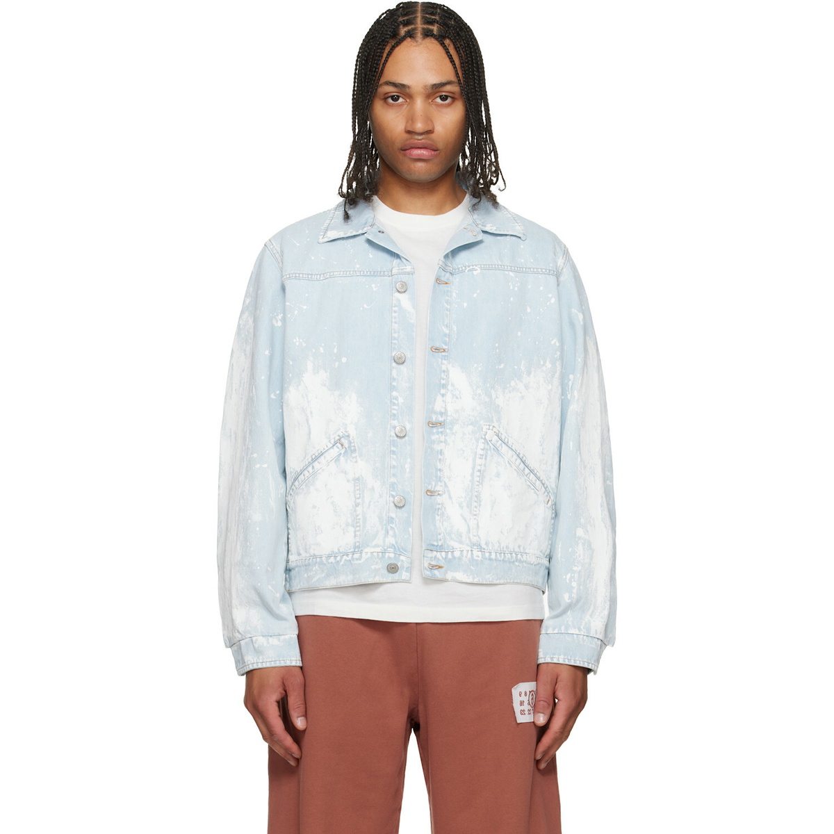 MM6 Maison Margiela Blue Paint Splatter Denim Jacket MM6 Maison