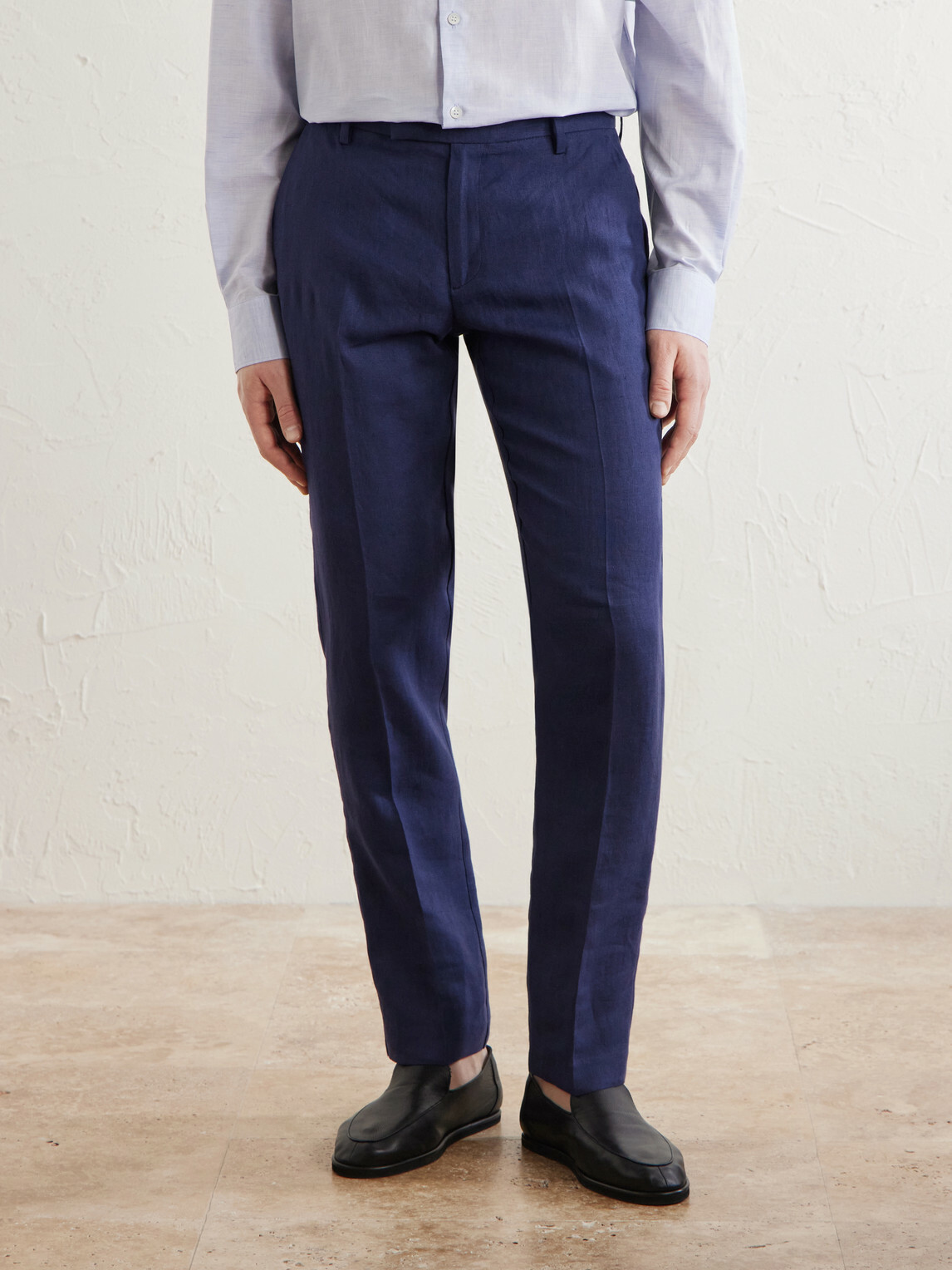 Sunspel - Straight-Leg Pleated Linen Suit Trousers - Blue