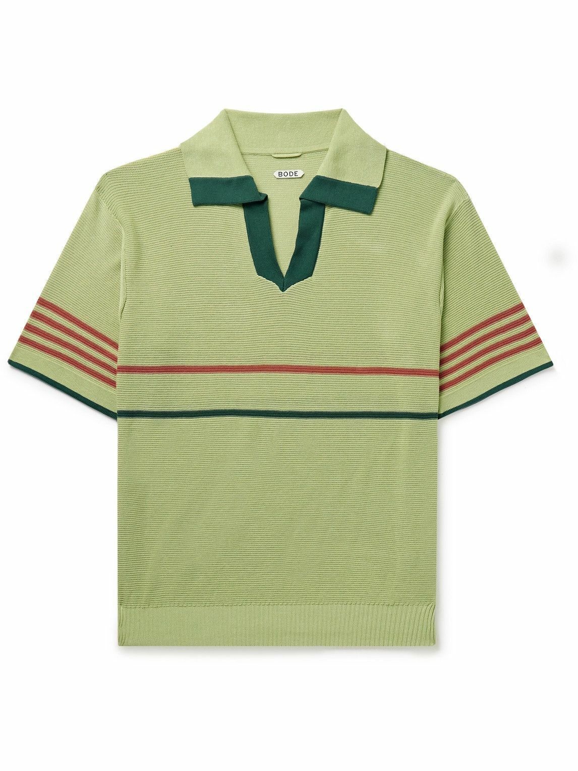 Photo: BODE - Palmer Striped Cotton Polo Shirt - Green