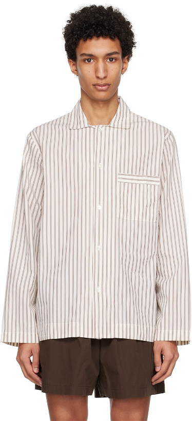 Photo: Tekla Off-White & Brown Oversized Pyjama Shirt