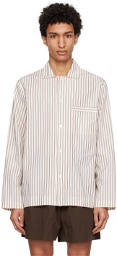 Tekla Off-White & Brown Oversized Pyjama Shirt