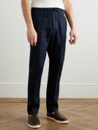 Kingsman - Straight-Leg Linen Drawstring Trousers - Blue