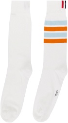 Thom Browne White 4-Bar Socks