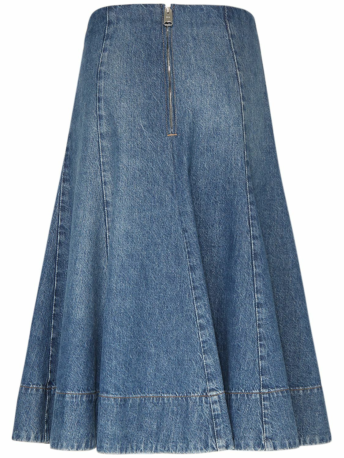 KHAITE - Lennox Cotton Denim Midi Skirt Khaite