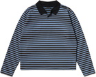 Still Kelly Black & Blue Striped Sweatshirt Polo